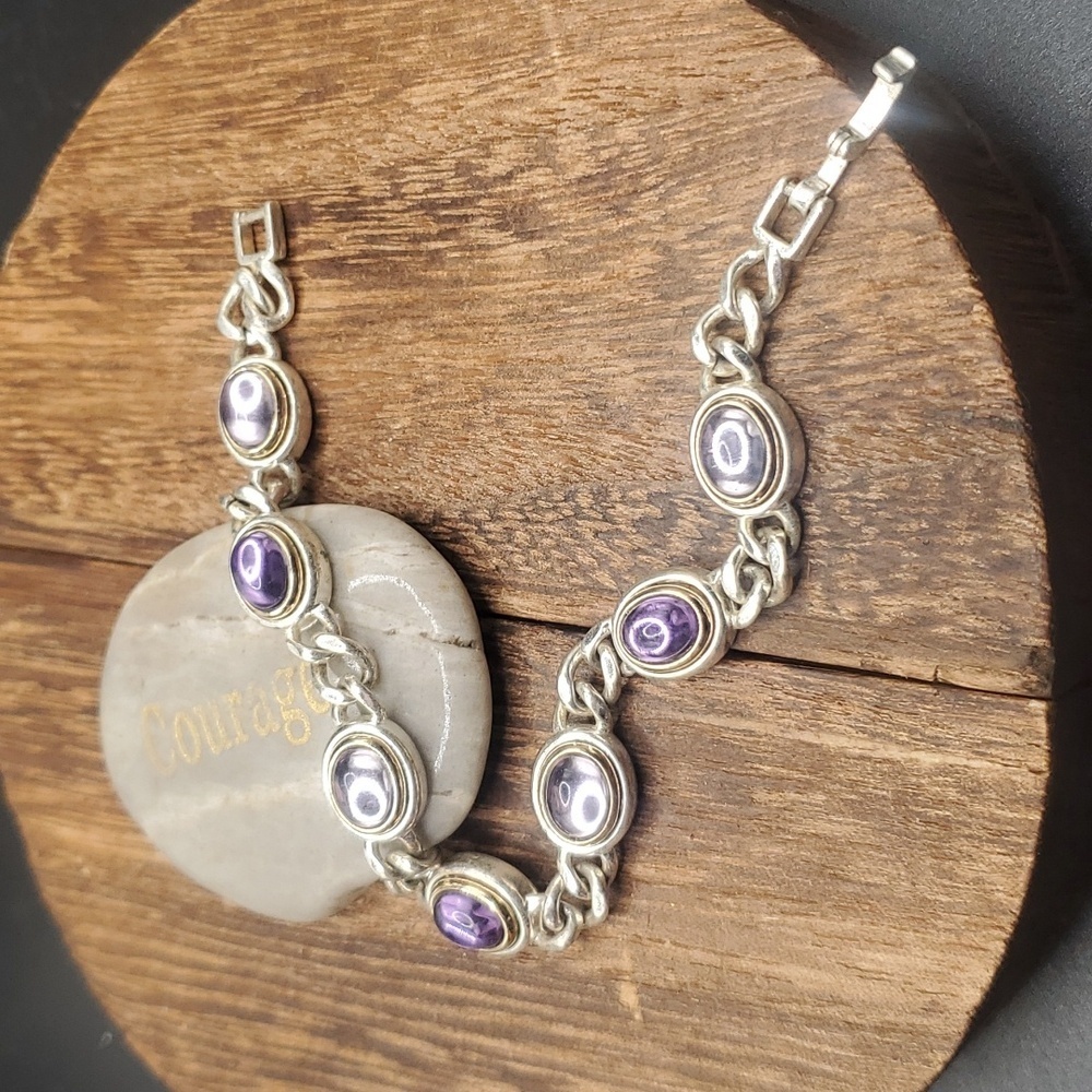 B2921 sterling solid amythest tennis bracelet‎